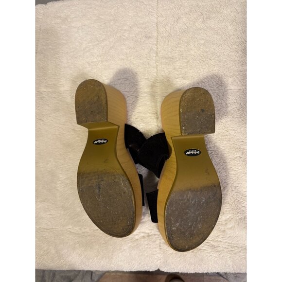 Dr Scholls Platform Strappy Sandals Black Tab Buckle Womens Size 8 Chunky Heels - Picture 4 of 4